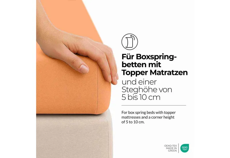 etérea Himmlische Qualität Spannbettlaken etérea Comfort Jersey Topper Spannbettlaken, Jersey, Gummizug: rundum, (1 Stück), Gelb, – Produktbild 3 von 5