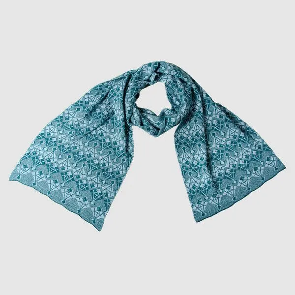 LANARTO slow fashion LANARTO slow fashion Schal "Fisch" zweifarbig gestrickt aus mulesingfreier Merinowolle, Türkis (tiefsee), – Produktbild 3 von 3