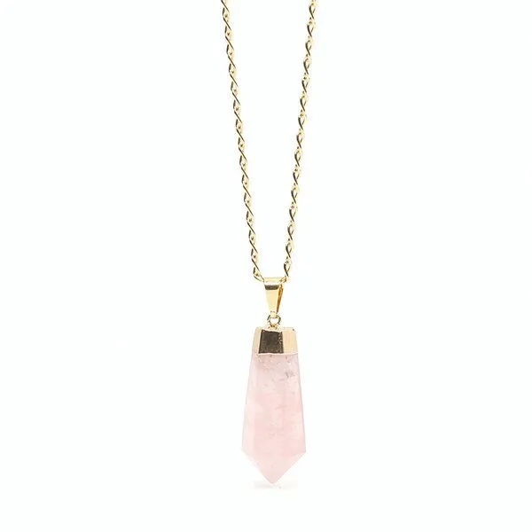 Crystal and Sage Rosenquarz Halskette von Crystal and Sage, Gold, – Produktbild 1 von 2