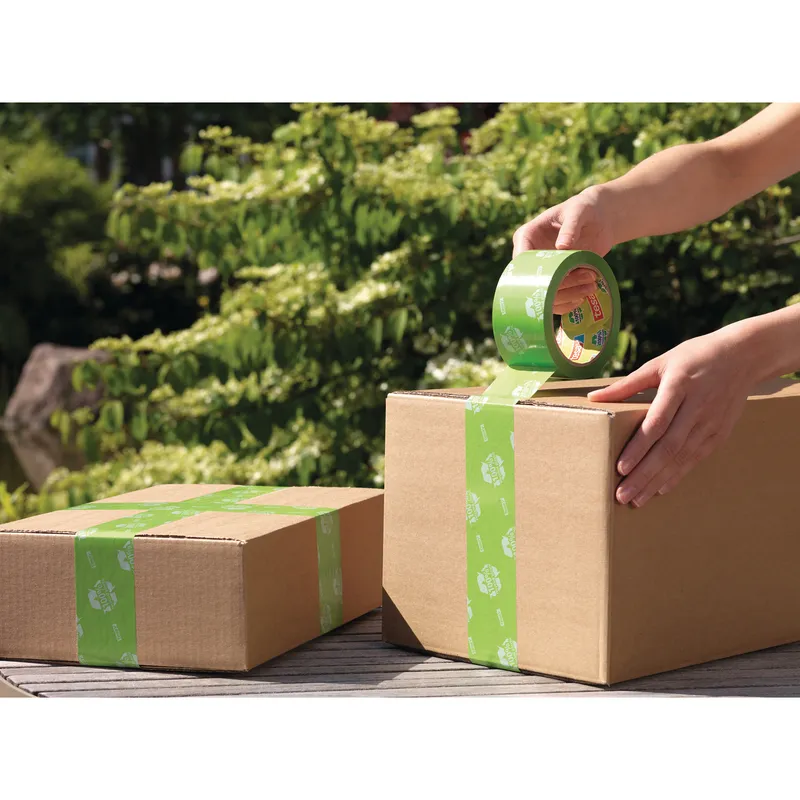 Tesa Tesa Recycling Packband 66m, 65my, Grün bedruckt, – Produktbild 1 von 3