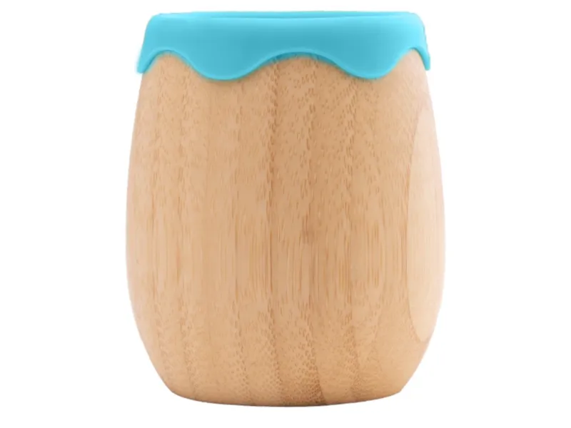 Bambuskind Bambuskind Kindergeschirr Becher, aus Bambus Maße 9 x 6 cm, Natur, blau, – Produktbild 2 von 2