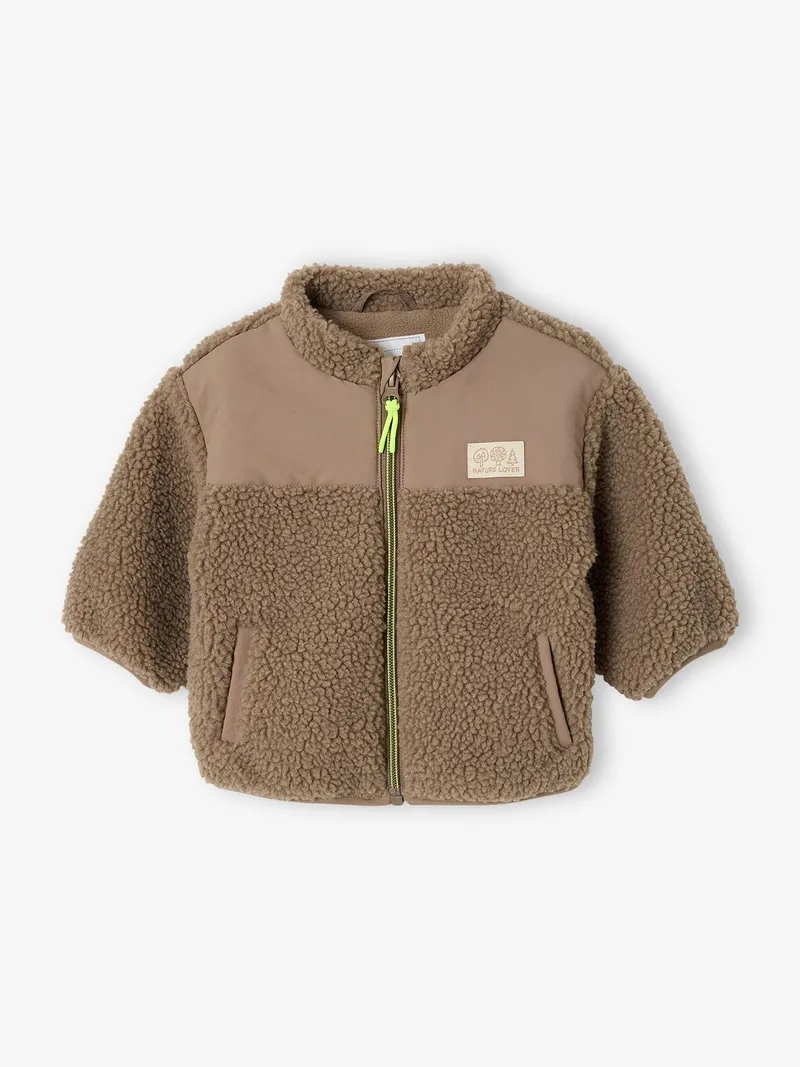 Vertbaudet Baby Teddyfleece-Jacke mit Reißverschluss, Taupe, – Produktbild 3 von 4