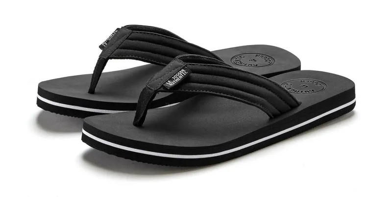 AUTHENTIC LE JOGGER AUTHENTIC LE JOGGER Badelatsche, Flip Flop, Badepantolette, Badeschlappe, Sommerschuhe Badezehentrenner Pantolette, Zehentrenner mit ultraleichter Sohle Unisex VEGAN, Schwarz, – Produktbild 2 von 5