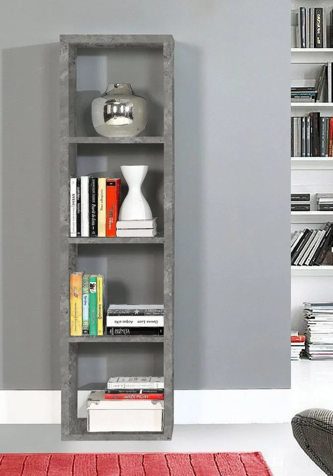 FORTE Standregal Mauro, FSC®-zertifiziert, Fachgröße 33x33cm, 4 Fächer, Grau, – Produktbild 3 von 5