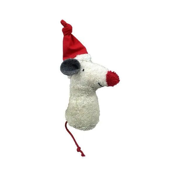 Pat und Patty Pat und Patty Kuscheltier Greifling mit Rassel "Weihnachtsmaus" , 100 % Baumwolle-kbA, :weiss, – Produktbild 2 von 4