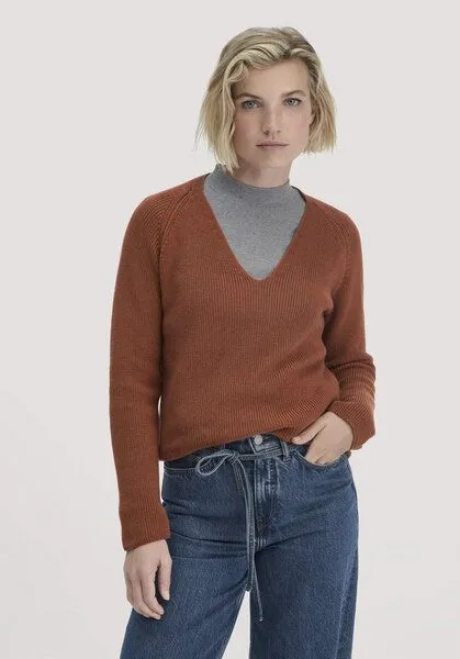 hessnatur hessnatur Strick Pullover Regular aus reiner Bio-Baumwolle, Rost, – Produktbild 1 von 4