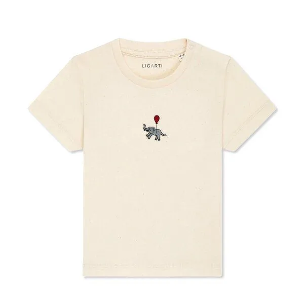 LIGARTI LIGARTI Babyshirt - Tuffi der Elefant, Sand, – Produktbild 1 von 3