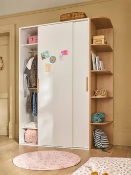 Vertbaudet Vertbaudet Kleiderschrank JAPI mit 2 Schiebetüren und Bücherregal Kinderzimmer – Produktbild 1 von 1
