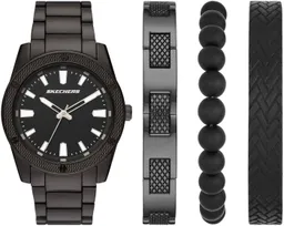 Skechers Skechers Quarzuhr KNURLING BRACELET SET SR9078, (Set, 4-tlg., mit 3 Schmuckarmbändern), Armbanduhr, Herrenuhr, analog, Leuchtindizes, Geschenkidee – Produktbild 1 von 1
