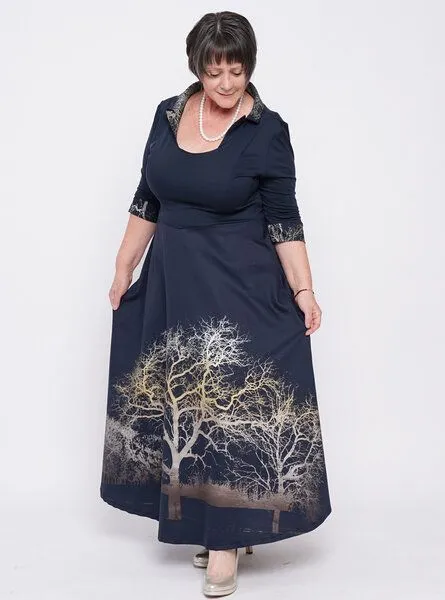 Peaces.bio - handbedruckte Biomode Peaces.bio - handbedruckte Biomode Abendkleid Zauberlandschaft – Produktbild 4 von 4