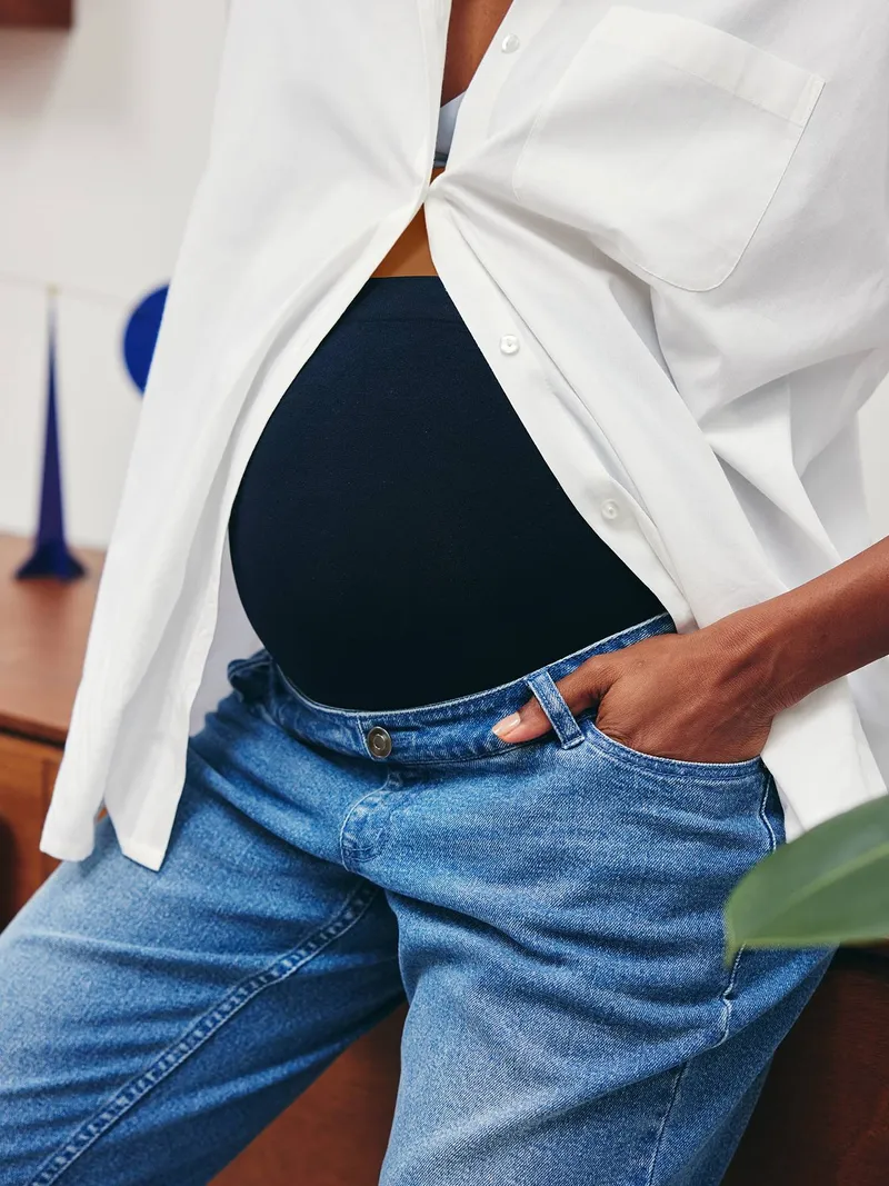 Vertbaudet Umstands-Jeans mit geradem Bein und nahtlosem Einsatz am Bauch, Blue stone, – Produktbild 4 von 4
