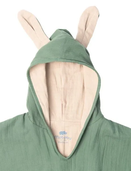 Mababu Mababu Musselin Badeponcho aus 100% Bio-Baumwolle, OEKO-TEX® STANDARD 100 & GOTS zertifiziert, für Kinder (1-3 Jahre, 4-7 Jahre), Khaki/beige, – Produktbild 3 von 4