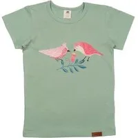 Walkiddy Kinder T-Shirt GOTS zertifiziert Bio-Baumwolle Grün Flamingo-Motiv „Pinky Birds“ Kurzarm weich – Walkiddy – Produktbild 1 von 1