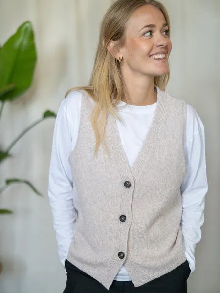 FUXBAU FUXBAU Frauen Merino Strickweste, Beigemeliert, – Produktbild 2 von 4