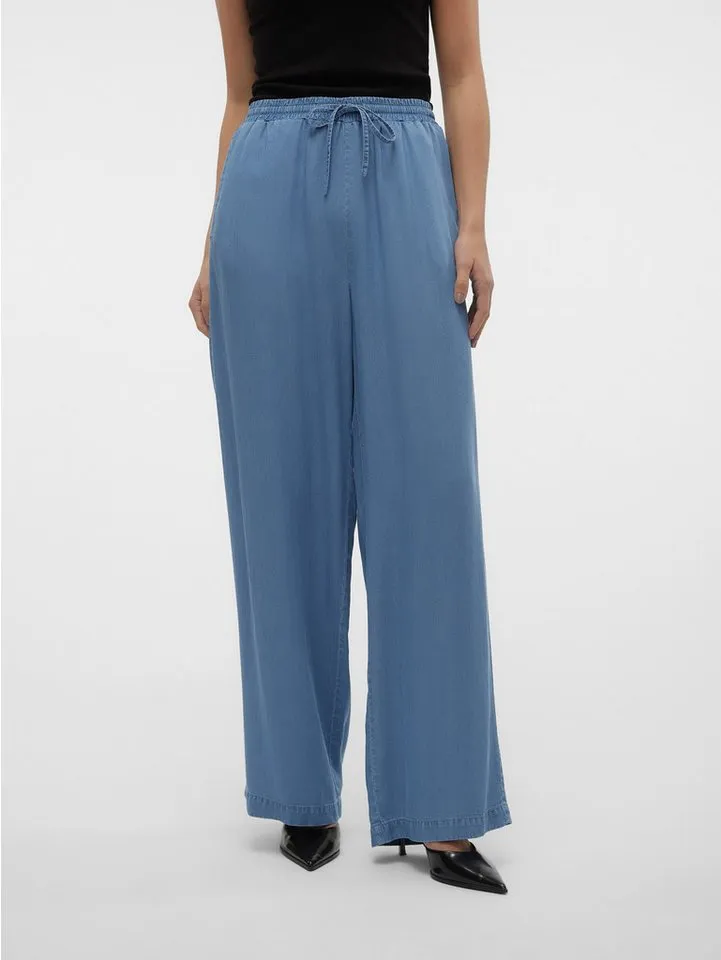 Vero Moda Schlupfhose VMBREE HW LONG LOOSE TENCEL PANTS GA Viskose, loose fit, Blau, – Produktbild 1 von 5