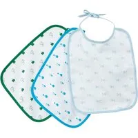 HANS NATUR Lätzchen mit Bindebändern Bio Baumwolle 3er-Set grün-petrol-blau Maße 32 x 26 cm – Produktbild 1 von 1