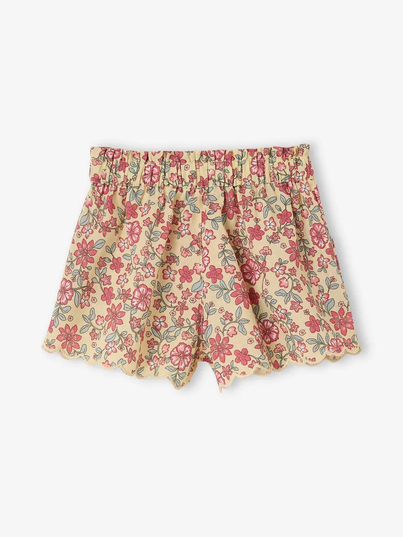 Vertbaudet Shorts Mädchen Baby mit Dehnbund und Blumenmuster, Hellgelb, – Produktbild 2 von 4