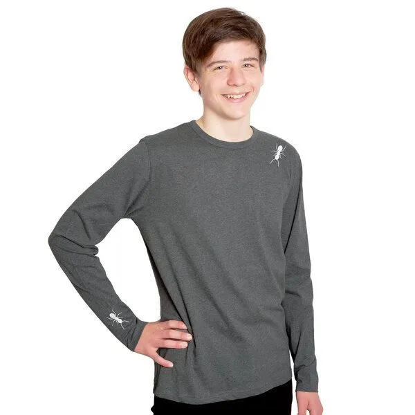 HANDGEDRUCKT HANDGEDRUCKT "Ameisen" Männer Longsleeve, Grau, – Produktbild 3 von 3