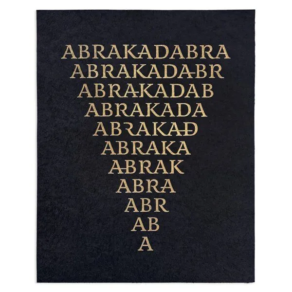 Veskor Cassiopeia Veskor Cassiopeia ABRAKADABRA magischer Linoldruck | 30 x 40 cm | Gold auf Schwarz – Produktbild 1 von 4