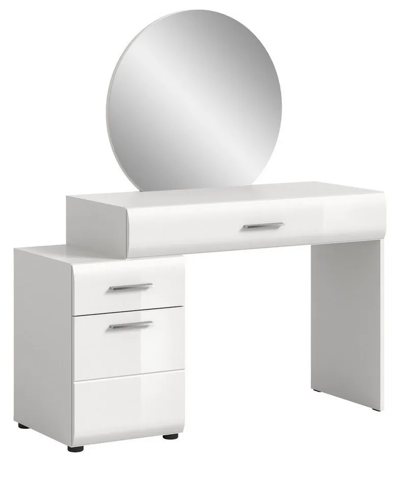 Inn.Furn Schminktisch Freeze (Frisierkommode in weiß Hochglanz, Kosmetiktisch 120 x 138 cm), mit Spiegel, Weiß, – Produktbild 4 von 5
