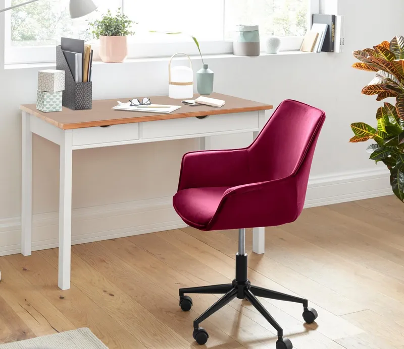 Home affaire Schreibtisch Gava, massives Kiefernholz, für das home office, Breite 100/120/140 cm, Beige, – Produktbild 2 von 5