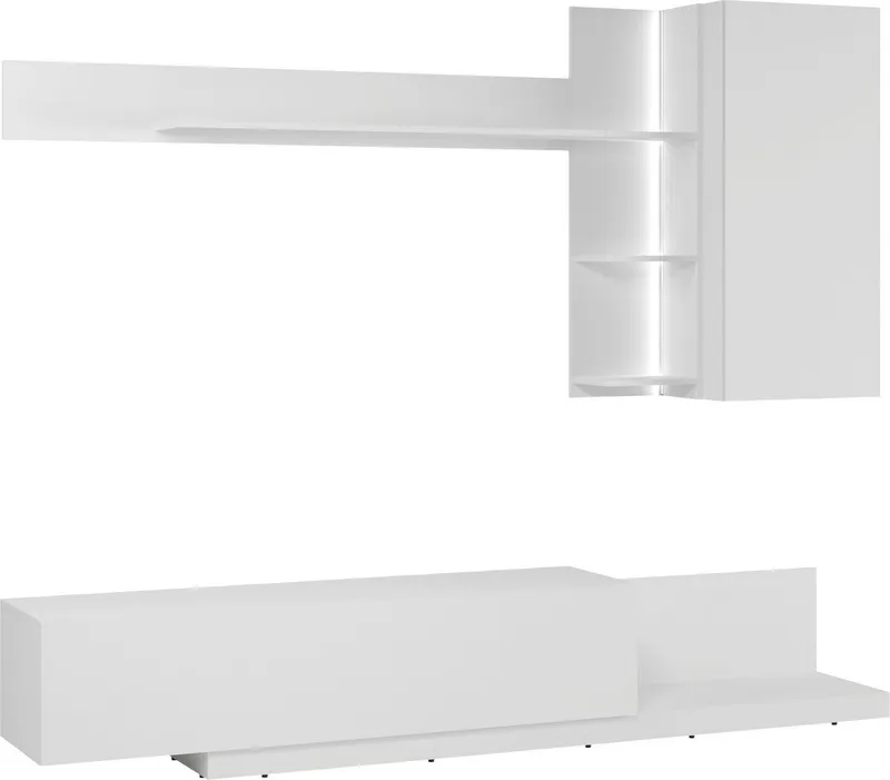 OTTO home Wohnwand BRISTOL, (4-teilig), inkl. Beleuchtung, Weiß, – Produktbild 1 von 5