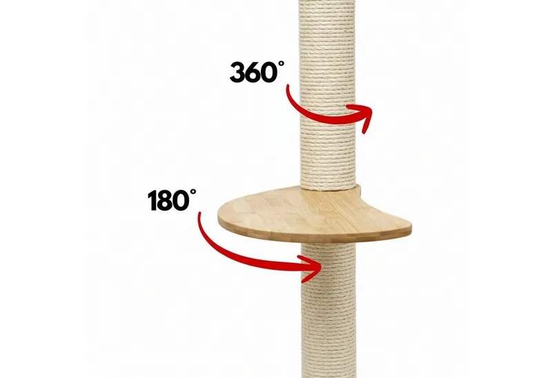 eyepower Kratzbaum zur Wandmontage 240 cm Wandkratzbaum für Katzen mit 5 Bambus Plateaus, Sistammstamm Wand - Katzenkratzbaum platzsparend - Kletterwand Katze, Beige, – Produktbild 4 von 5