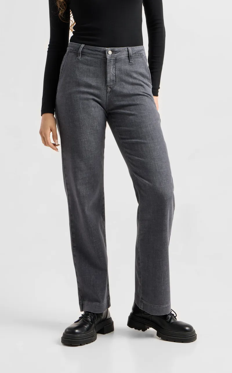 DAWN Dawn Damen vegan Jeans Cosma Flared Chino Warm Grey, Grau, – Produktbild 2 von 2