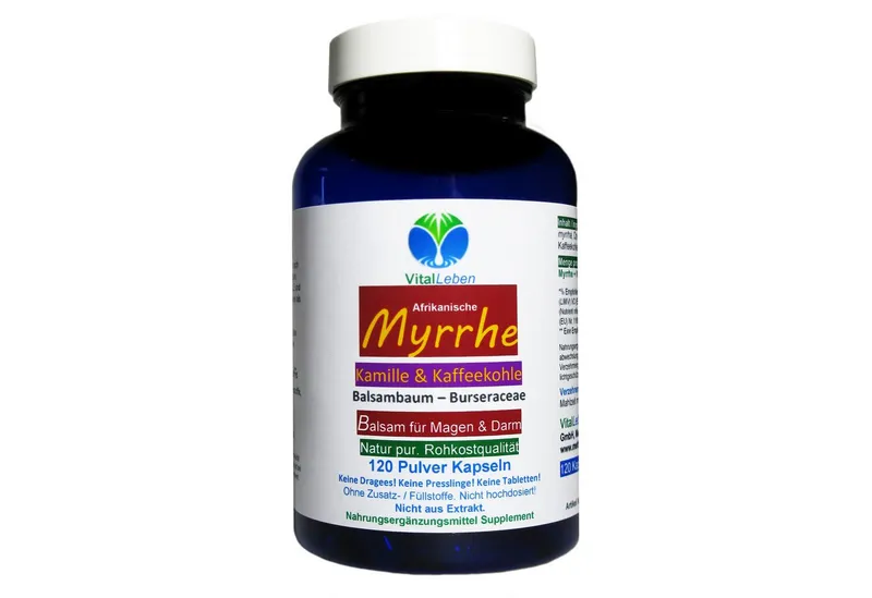 VitalLeben Myrrhe Kamille Kaffeekohle nach Hildergard v. Bingen ohne Zusatzstoffe Kapseln, 1 er Dose à 120 St., 60 g, Art. 27160-120 – Produktbild 1 von 5