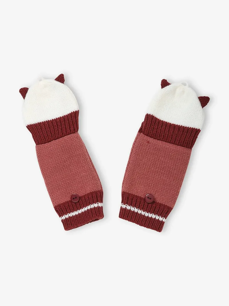 Vertbaudet Mädchen 2-in-1-Handschuhe, Dunkelrosa, – Produktbild 2 von 4