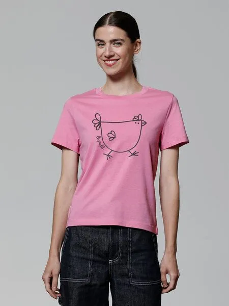 watapparel watapparel T-Shirt Frauen Le poulet - das Huhn, Bubble pink, – Produktbild 2 von 4