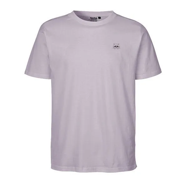 HANDGEDRUCKT HANDGEDRUCKT "Flauschspion" Unisex T-Shirt aus reiner Baumwolle (kbA), Dusty purple, – Produktbild 2 von 3