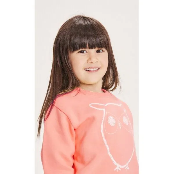 KnowledgeCotton Apparel KnowledgeCotton Apparel KnowledgeCotton Kinder Sweatshirt Owl reine Bio-Baumwolle, Rosa (coral pink), – Produktbild 2 von 3