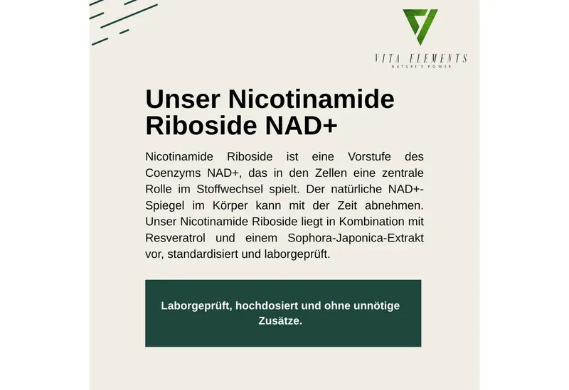 Vita Elements Nicotinamid Ribosid+ Resveratrol - 300mg NR-Chlorid, 80 Kapseln, 1 er Packung à 80 St., Vegan, Gentechnikfrei, Ohne unnötige Zusätze und Laborgeprüft – Produktbild 2 von 5