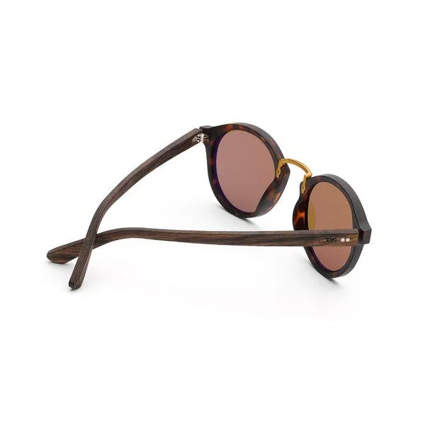 TAKE A SHOT TAKE A SHOT Runde Sonnenbrille aus Holz für Damen und Herren, Braun (havana / walnuss / braun), – Produktbild 3 von 4