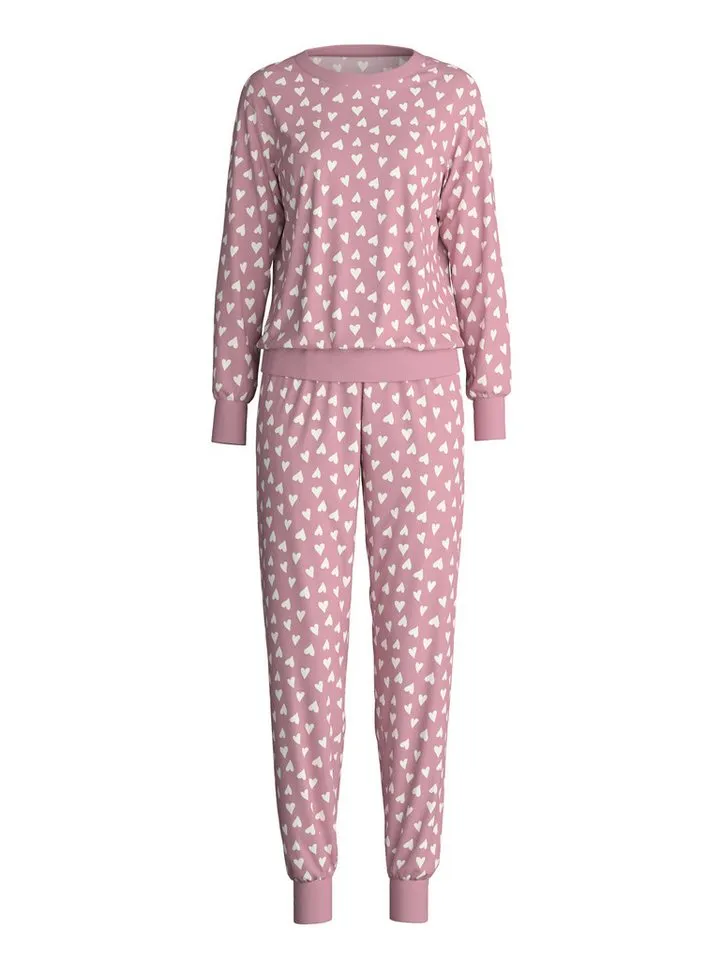 CALIDA CALIDA Schlafanzug Cotton Stripes (2 tlg) Langarm, Rundhals-Ausschnitt, lockere Passform, Baumwolle, Lila, – Produktbild 2 von 5