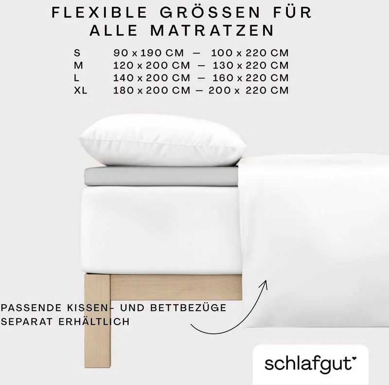 Schlafgut Schlafgut Spannbettlaken PURE TOPPER Bio-Baumwolle mit Elasthan 170 g/m² für Topper bis 10 cm, Jersey-Elasthan, Gummizug: rundum, (1 Stück), PREMIUM Laken für Matratzen bis 10 cm Höhe, dehnbar, blickdicht, Grün, – Produktbild 1 von 5