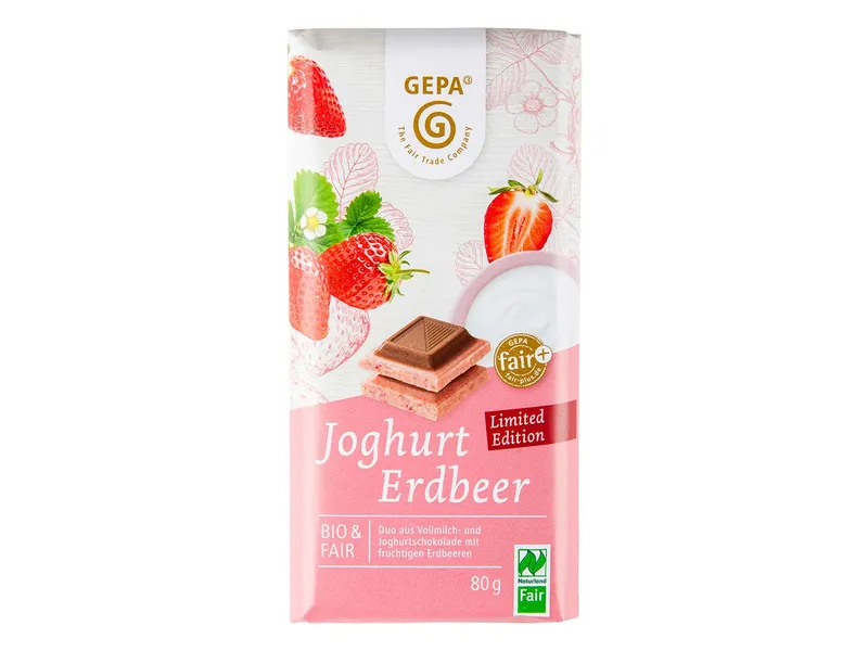 gepa gepa Weiße Joghurtschokolade & Vollmilchschokolade mit Erdbeere – Produktbild 1 von 2