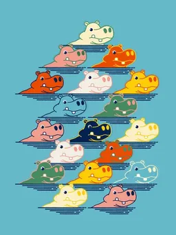 Photocircle Photocircle Poster / Leinwandbild - Happy Hippo Family – Produktbild 1 von 1