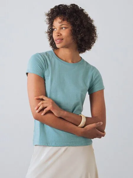 Honest Basics Honest Basics Damen Basic T-Shirt aus Bio- und recycelter Baumwolle, Riffgrün, – Produktbild 1 von 4