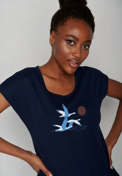 GreenBomb GREENBOMB Animal Goose Family Cool - Sportliches T-Shirt aus Bio-Baumwolle / hochwertiger Print / GOTS / Fair & Vegan, Blau (marineblau), – Produktbild 2 von 4