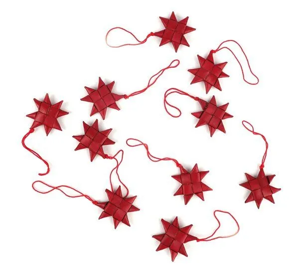El Puente El Puente Deko-Anhänger "Sterne", 10er-Set | Fair Trade & Handmade aus Bangladesch, Rot, – Produktbild 1 von 1