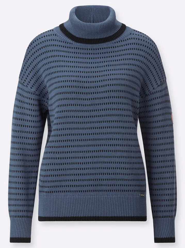 Witt Witt Strickpullover Rollkragen-Pullover Langarm Strukturstrick, Blau|schwarz, – Produktbild 3 von 5