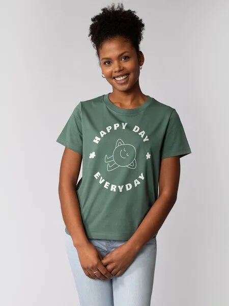 watapparel watapparel T-Shirt Frauen Happy day everyday, Green bay, – Produktbild 1 von 3