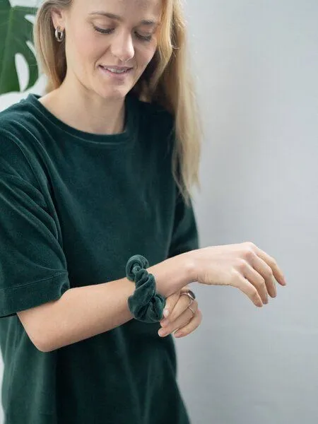FUXBAU FUXBAU Frauen Samt Kleid, Grün, – Produktbild 4 von 4