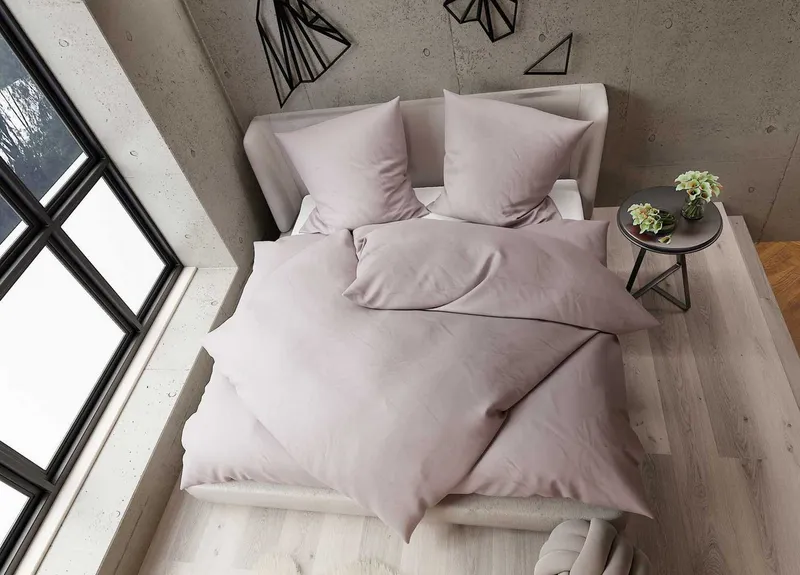 BETTWAESCHE-MIT-STIL Bettwäsche TENCEL™ Lyocell Bettwäsche uni einfarbig, Lyocell, 2 teilig, Rosa, – Produktbild 2 von 4