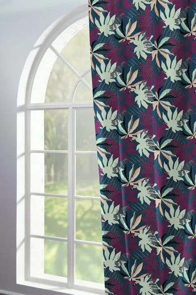 Nature by Adam Nature by Adam Vorhang aus 100% Bio-Baumwolle - Made in Germany - Jungle, Lila-blau, – Produktbild 4 von 7