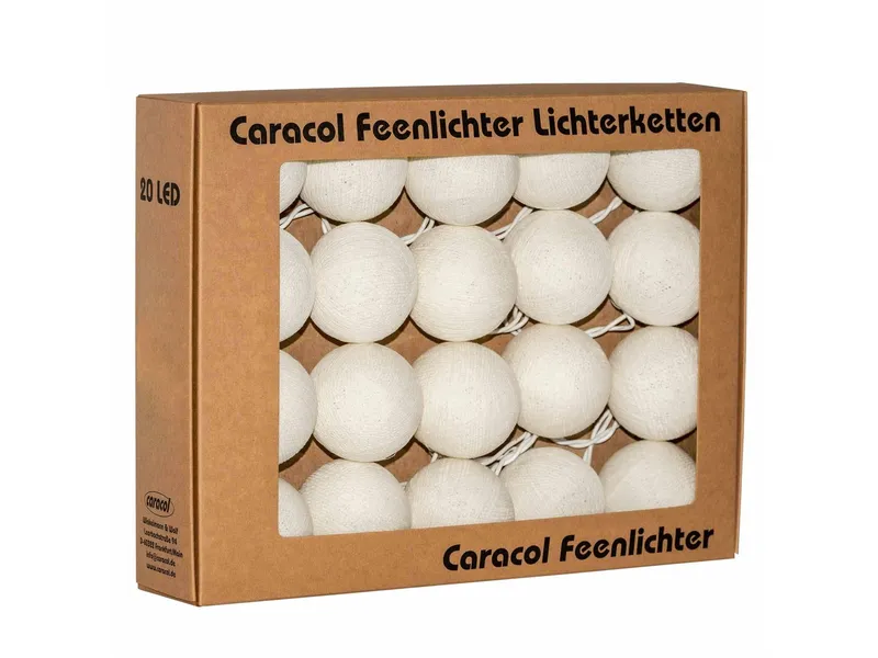 Caracol Caracol Kugel-Lichterkette 20 handgefertigte Kugeln, Creme, – Produktbild 1 von 2