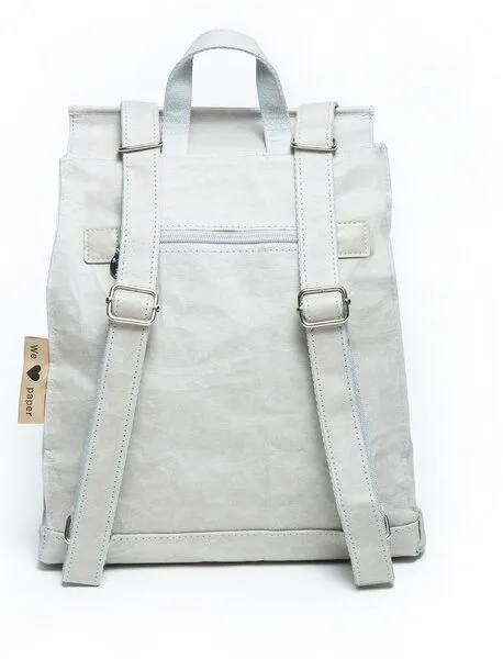 PAPERO PAPERO Rucksack aus Papier 3 in 1 Handtasche Damen, Grau, – Produktbild 1 von 4