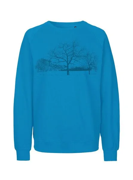 Peaces.bio - handbedruckte Biomode Peaces.bio - handbedruckte Biomode Sweatshirt Landscape Unisex, Türkis, – Produktbild 1 von 2